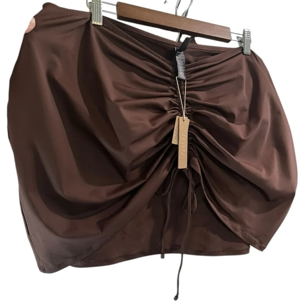 SKIMS COCOA RUCHED MINI SWIM SKIRT NWT SIZE 3X